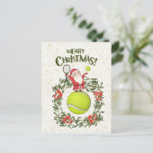 Tennis Merry Kerstmis met kerstman Briefkaart (Staand voorkant)