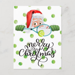 Tennis Merry Kerstmis met kerstman Briefkaart