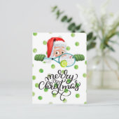 Tennis Merry Kerstmis met kerstman Briefkaart (Staand voorkant)