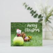 Tennis Merry Kerstmis met kerstman Briefkaart (Staand voorkant)
