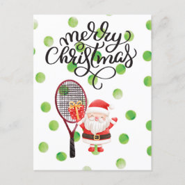 Tennis Merry Kerstmis met kerstman Briefkaart