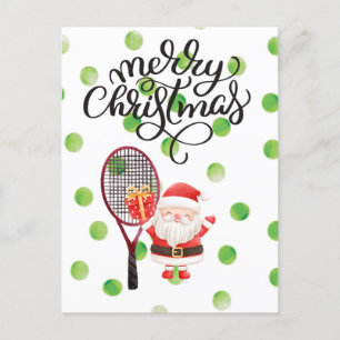 Tennis Merry Kerstmis met kerstman Briefkaart