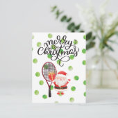 Tennis Merry Kerstmis met kerstman Briefkaart (Staand voorkant)
