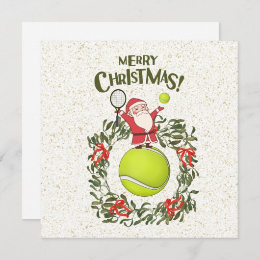 Tennis Merry Kerstmis met kerstman Feestdagenkaart (Voorkant / Achterkant)