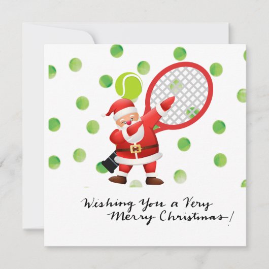 Tennis Merry Kerstmis met kerstman Feestdagenkaart (Voorkant)