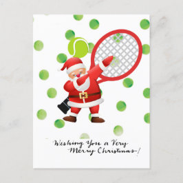 Tennis Merry Kerstmis met kerstman Feestdagenkaart