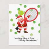 Tennis Merry Kerstmis met kerstman Feestdagenkaart (Voorkant)
