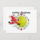 Tennis Merry Kerstmis met kerstman Feestdagenkaart (Voorkant / Achterkant)