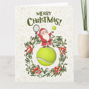 Tennis Merry Kerstmis met kerstman Kaart