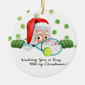 Tennis Merry Kerstmis met kerstman Keramisch Ornament (Voorkant)