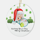 Tennis Merry Kerstmis met kerstman Keramisch Ornament (Links)