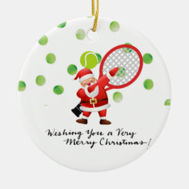 Tennis Merry Kerstmis met kerstman Keramisch Ornament