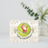 Tennis Merry Kerstmis met kerstman op bal Briefkaart (Staand voorkant)