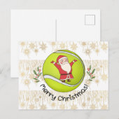 Tennis Merry Kerstmis met kerstman op bal Briefkaart (Voorkant / Achterkant)
