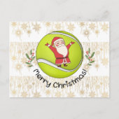 Tennis Merry Kerstmis met kerstman op bal Briefkaart (Voorkant)