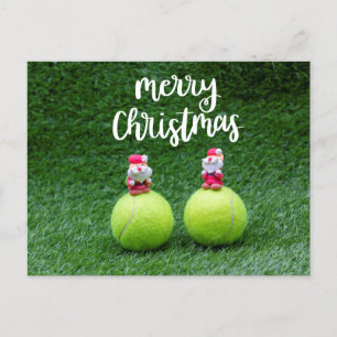 Tennis Merry Kerstmis met kerstman op groen Briefkaart