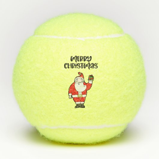 Tennis Merry Kerstmis met kerstman Tennisballen (Voorkant)