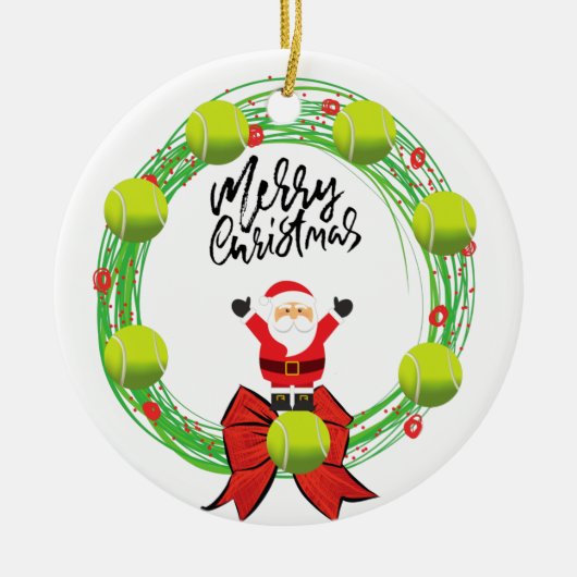 Tennis Merry Kerstmis met Kerstmis Keramisch Ornament (Voorkant)