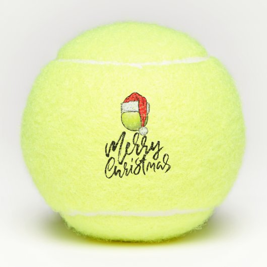 Tennis Merry Kerstmis met Santa hat Tennisballen (Voorkant)