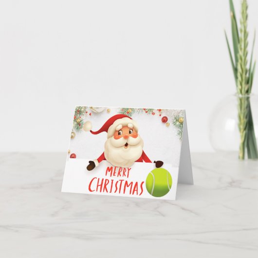 Tennis Merry Kerstmis met tennisbal Feestdagen Kaart (Voorkant)