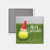 Tennis Merry Kerstmis met tennisbal Santa hat Magneet (Voorkant / Achterkant)