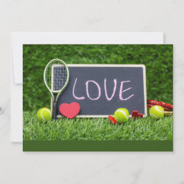 Tennis met LIEFDE op groen gras Feestdagenkaart