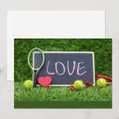 Tennis met LOVE op groen gras Feestdagenkaart (Voorkant / Achterkant)