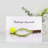 Tennis met racket, dank je wel heel veel speler bedankkaart (Staand voorkant)