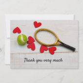 Tennis met racket, dank je wel heel veel speler bedankkaart (Voorkant)