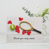 Tennis met racket, dank je wel heel veel speler bedankkaart (Staand voorkant)