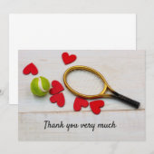 Tennis met racket, dank je wel heel veel speler bedankkaart (Voorkant / Achterkant)