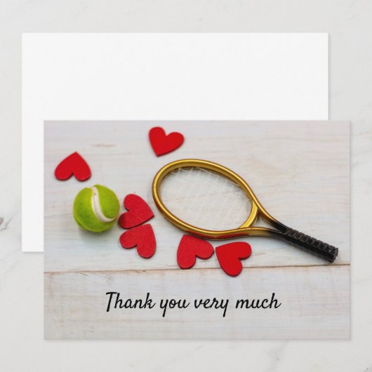 Tennis met racket, dank je wel heel veel speler bedankkaart (Voorkant / Achterkant)