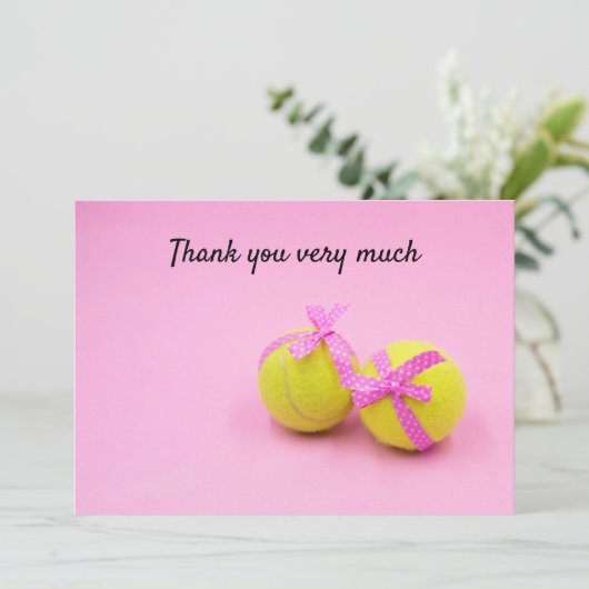 Tennis met racket, dank je wel heel veel speler bedankkaart (Staand voorkant)