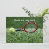 Tennis met racket, dank je wel heel veel speler bedankkaart (Staand voorkant)