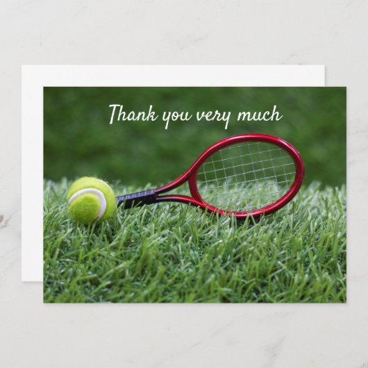 Tennis met racket, dank je wel heel veel speler bedankkaart (Voorkant / Achterkant)