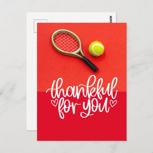 Tennis met racket en ballen op rood voor speler briefkaart (Voorkant / Achterkant)