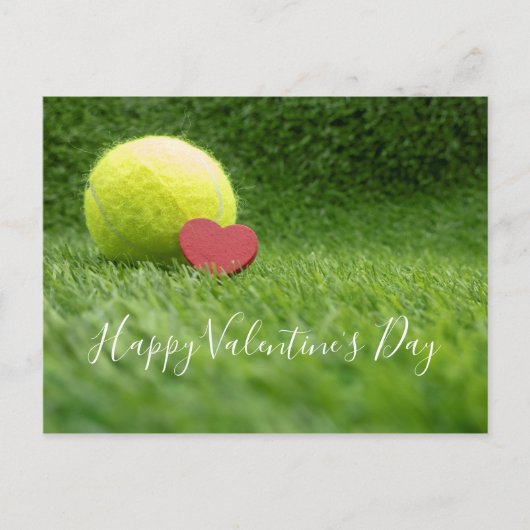 Tennis met rood hart voor Valentijnsdag Briefkaart (Voorkant)
