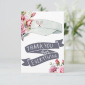 Tennis met roze rozen bedankkaart (Staand voorkant)