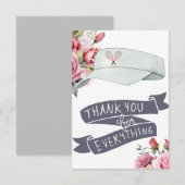 Tennis met roze rozen bedankkaart (Voorkant / Achterkant)