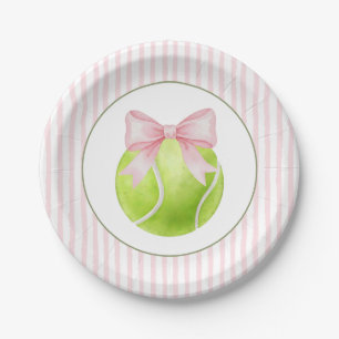 Tennis met roze streep papieren bordje