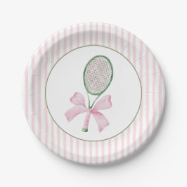 Tennis met roze streep papieren bordje