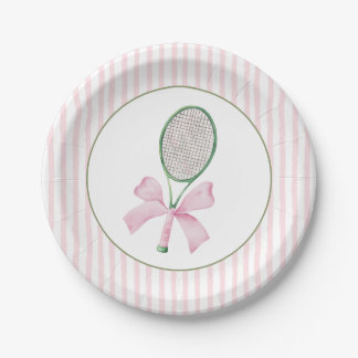 Tennis met roze streep papieren bordje
