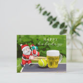 Tennis met Santa Claus Prettige feestdagen op spel Briefkaart (Staand voorkant)
