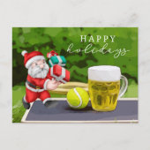 Tennis met Santa Claus Prettige feestdagen op spel Briefkaart (Voorkant)