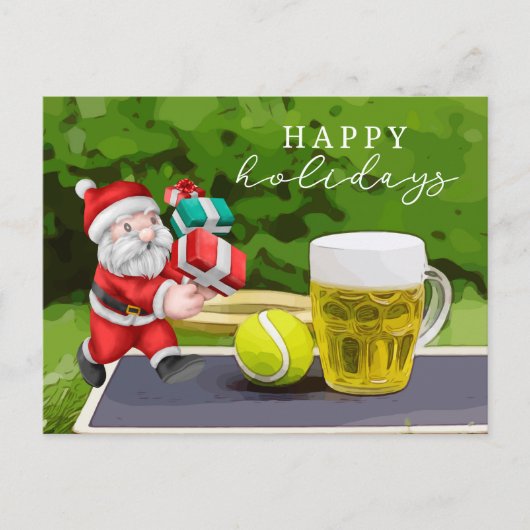 Tennis met Santa Claus Prettige feestdagen op spel Briefkaart (Voorkant)