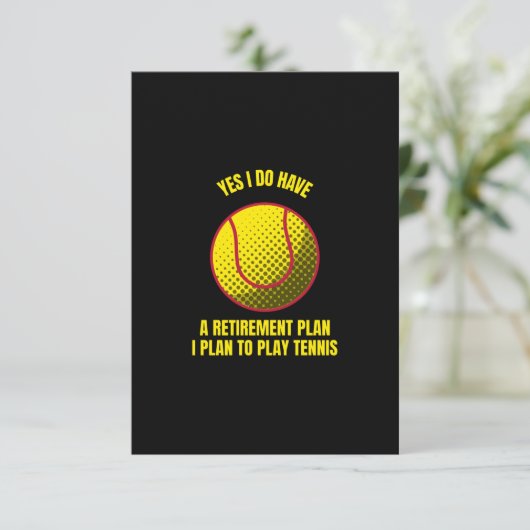 Tennis mijn pensioenplan grappig tennisbalsporten bedankkaart (Staand voorkant)