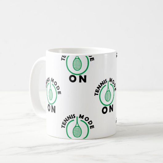Tennis-modus op groen/wit koffiemok (Voorkant links)