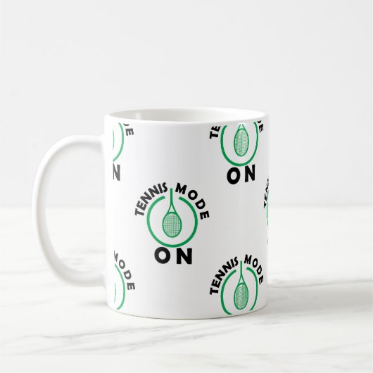 Tennis-modus op groen/wit koffiemok (Links)