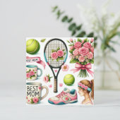 Tennis Moederdag Feestdagenkaart (Staand voorkant)