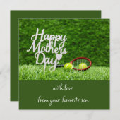 Tennis Moederdag met racket en bal op groen Feestdagenkaart (Voorkant / Achterkant)